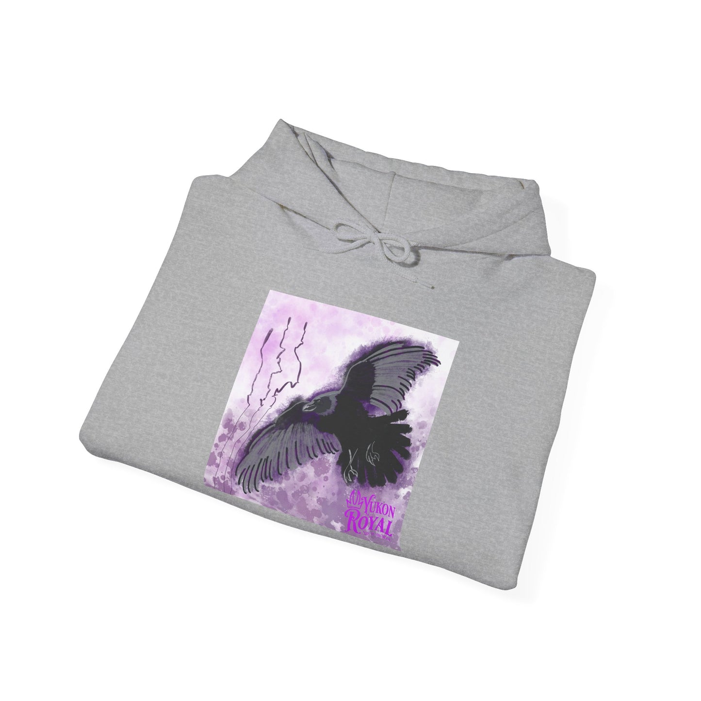 Raven Silhouette Lavender Art Hoodie — Gothic Crow Graphic Sweatshirt
