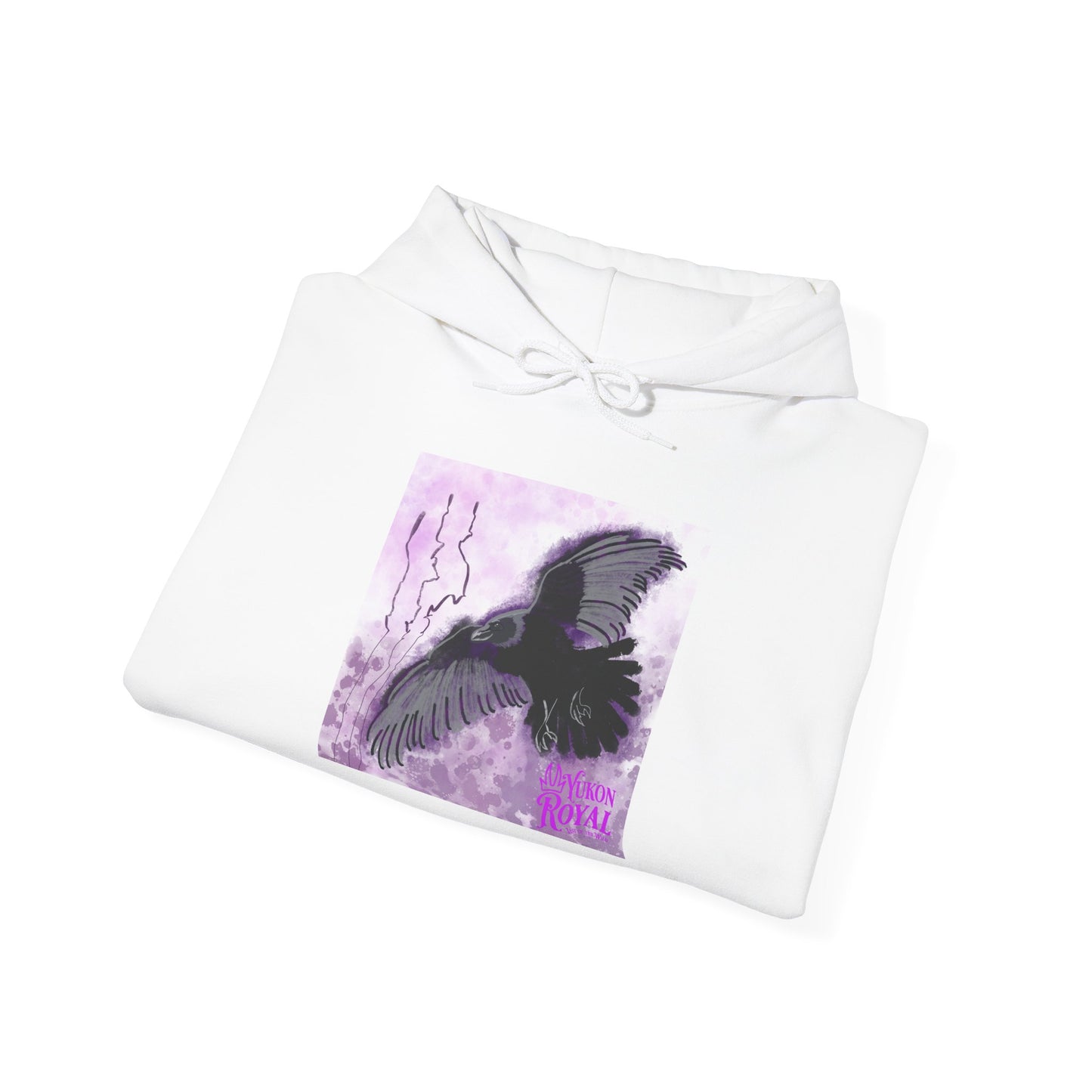 Raven Silhouette Lavender Art Hoodie — Gothic Crow Graphic Sweatshirt