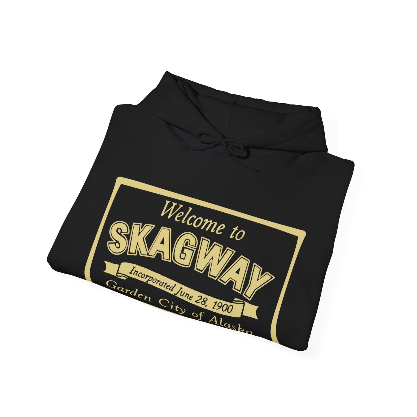 Golden Skagway, Alaska Hoodie – “Welcome to Skagway” Vintage Travel Hoodie