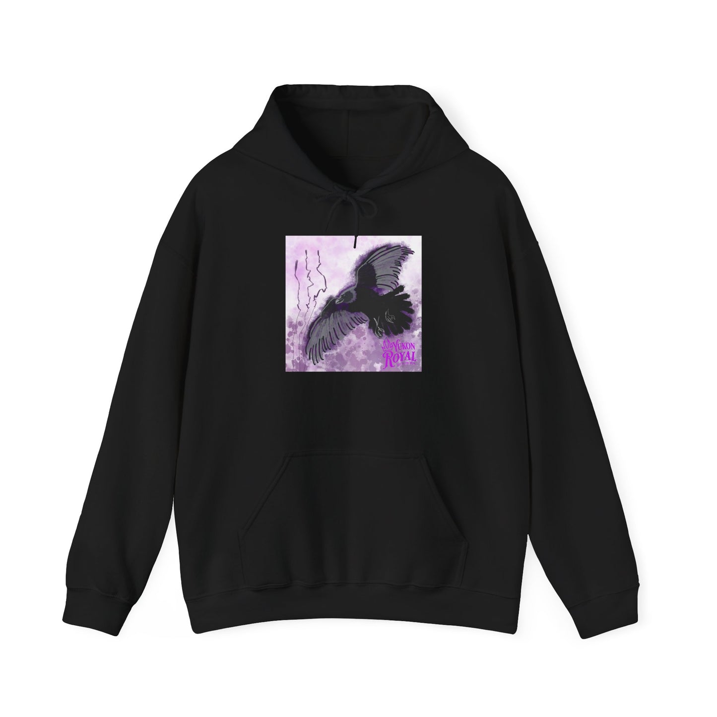 Raven Silhouette Lavender Art Hoodie — Gothic Crow Graphic Sweatshirt