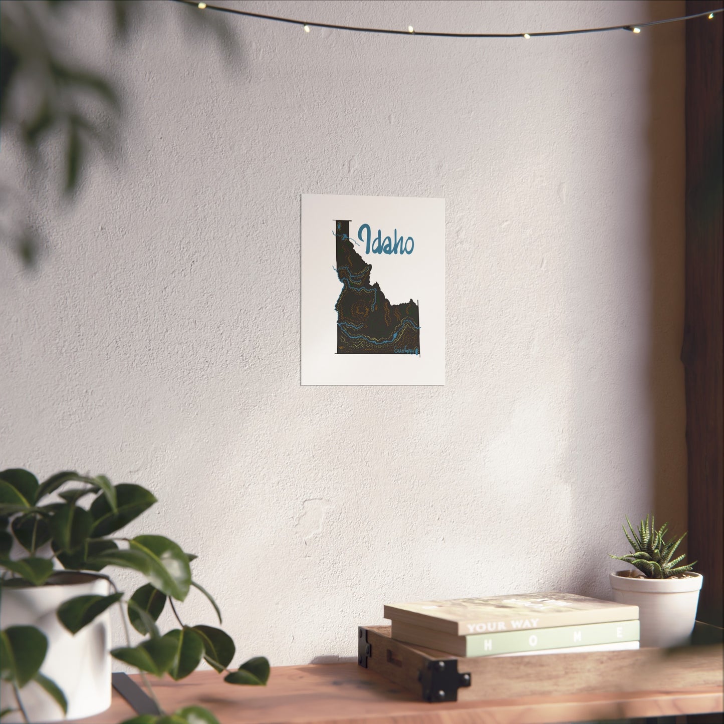 Idaho Topographic Art Poster — Hand-Drawn State Map Wall Print