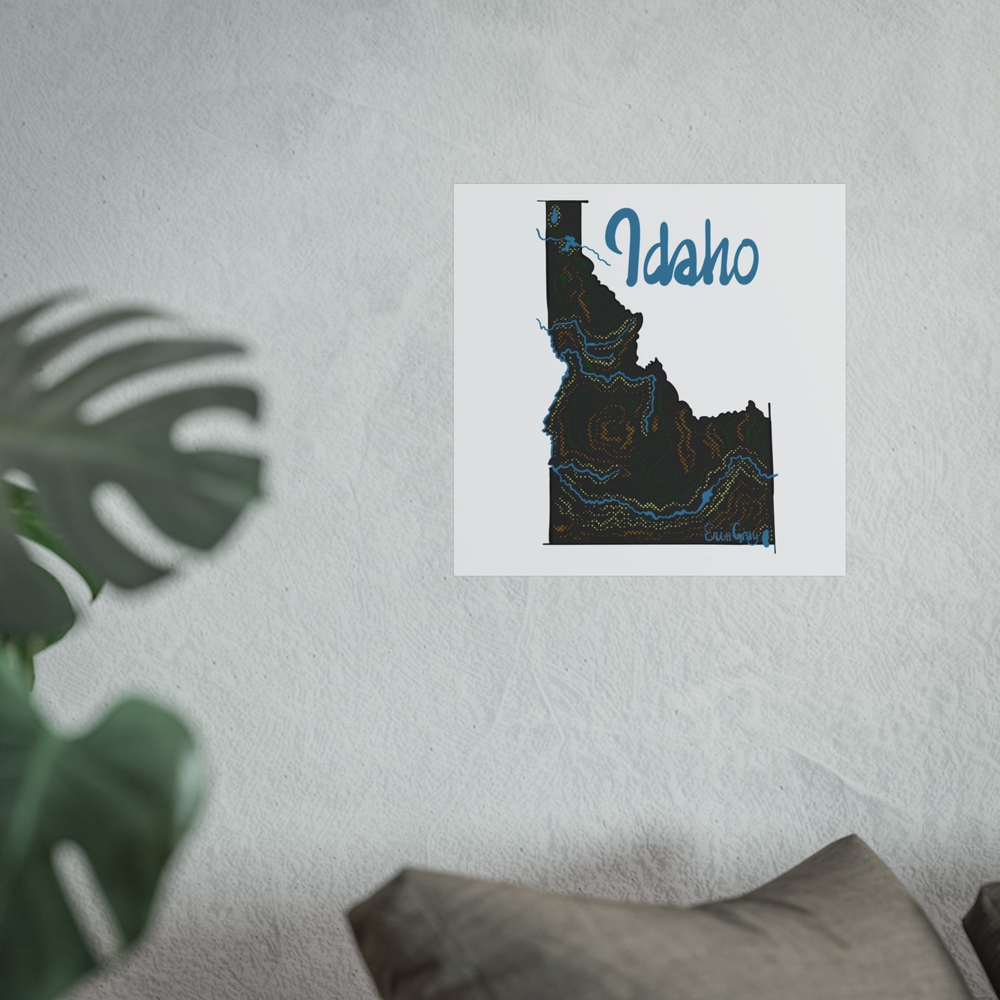 Idaho Topographic Art Poster — Hand-Drawn State Map Wall Print