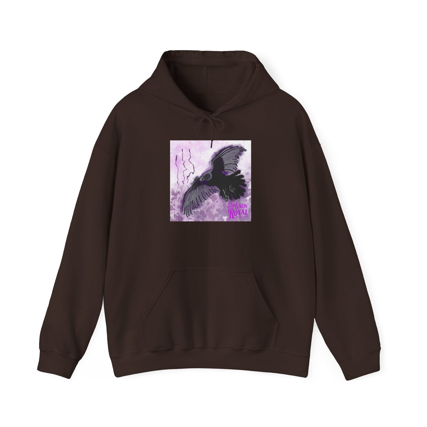 Raven Silhouette Lavender Art Hoodie — Gothic Crow Graphic Sweatshirt