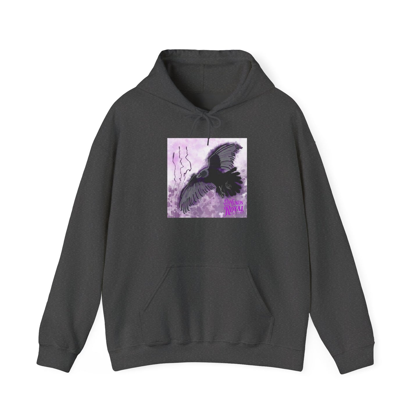 Raven Silhouette Lavender Art Hoodie — Gothic Crow Graphic Sweatshirt