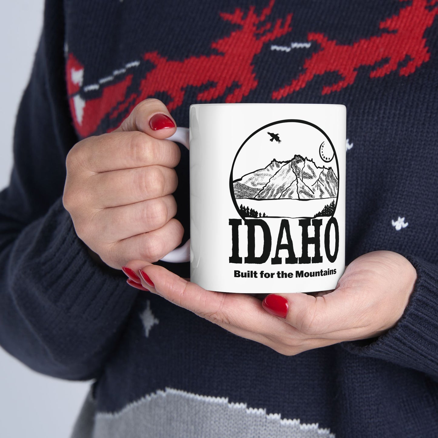 Idaho Mountains Ceramic Mug — Vintage Mountain Landscape Coffee Cup (11oz/15oz)