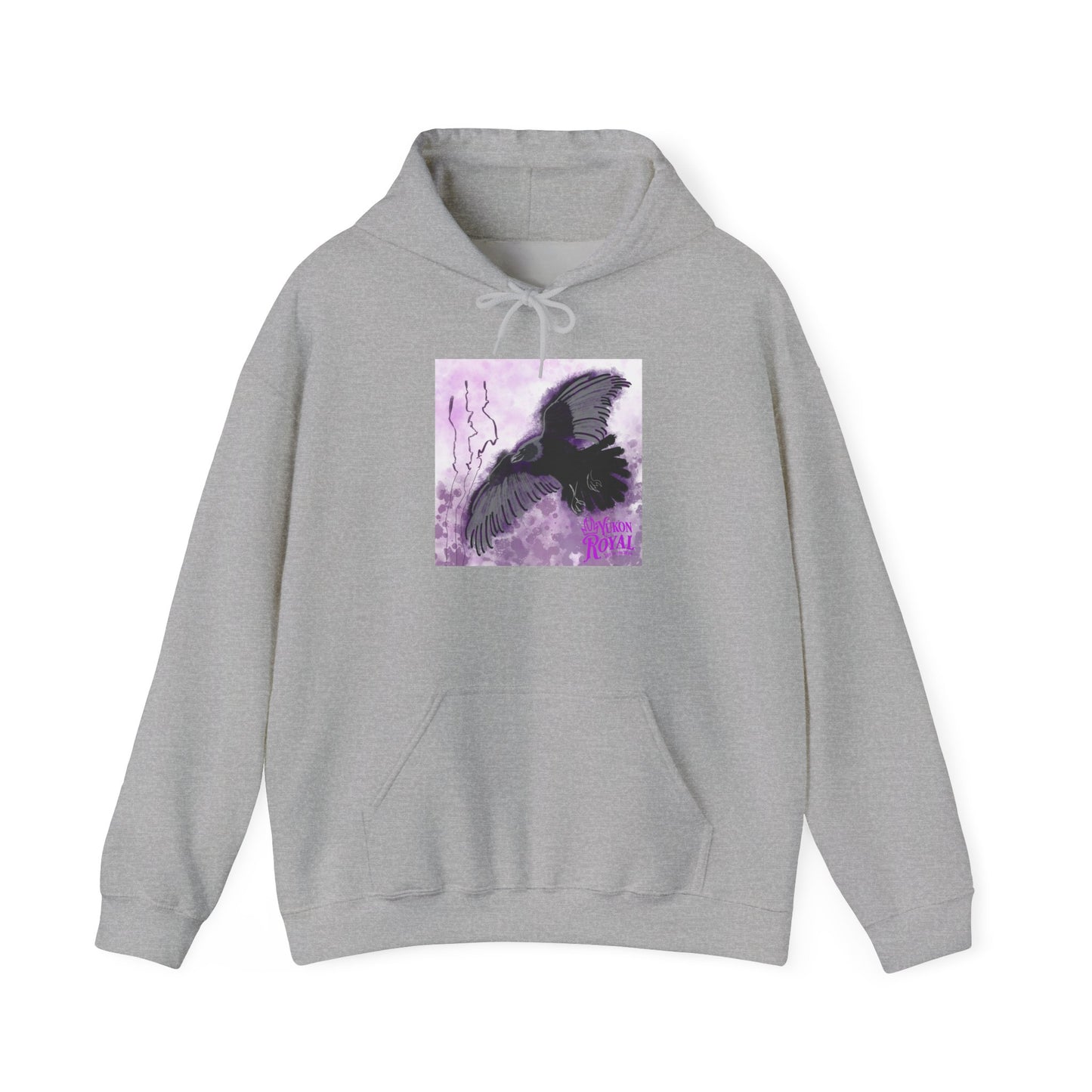 Raven Silhouette Lavender Art Hoodie — Gothic Crow Graphic Sweatshirt