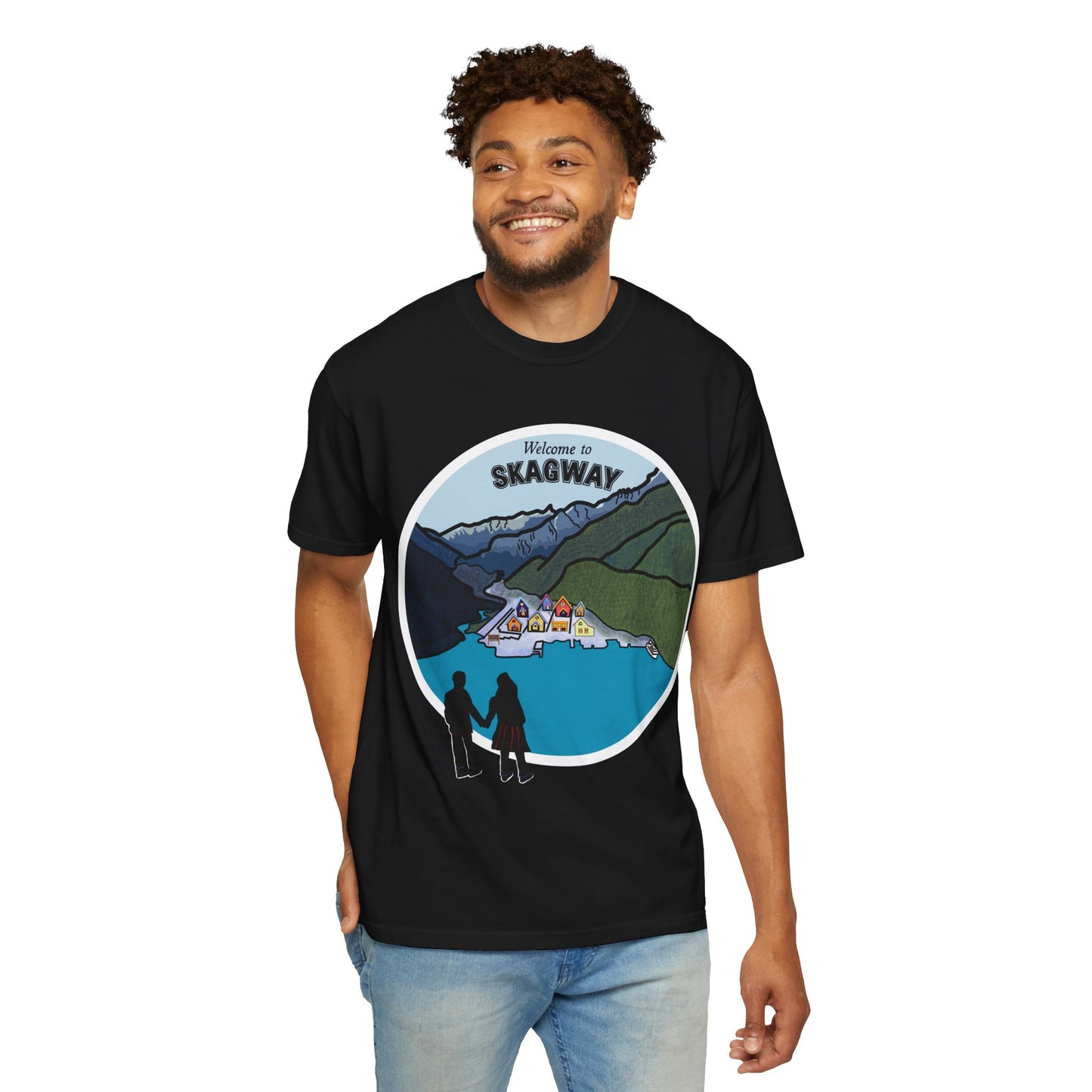 Welcome to Skagway Alaska T-shirt – Hand-Drawn Skagway Landmark | Artist Edition