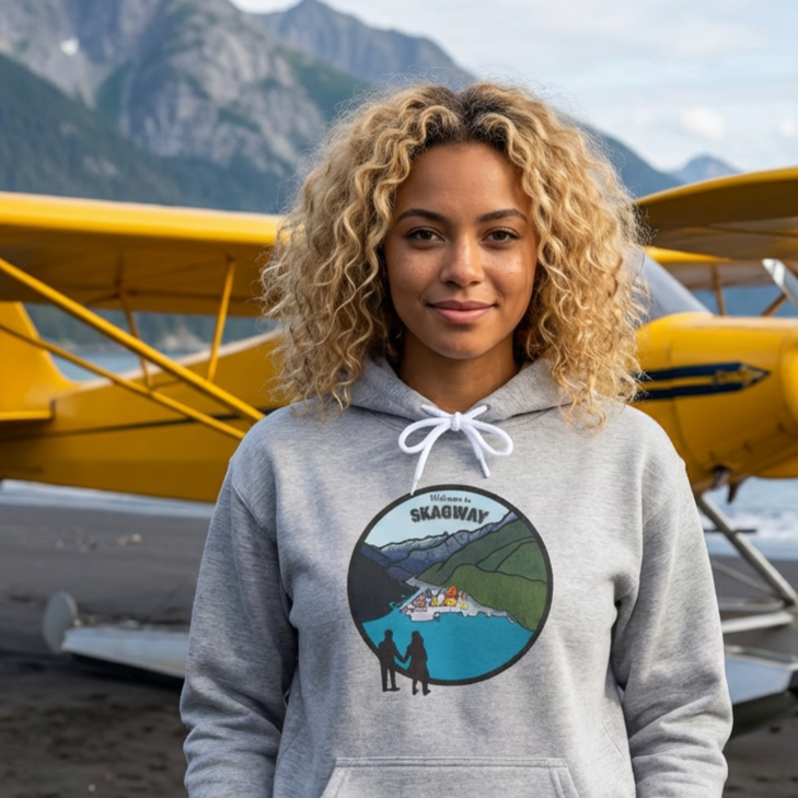 Welcome to Skagway Alaska Hoodie – Hand-Drawn | Artist Edition