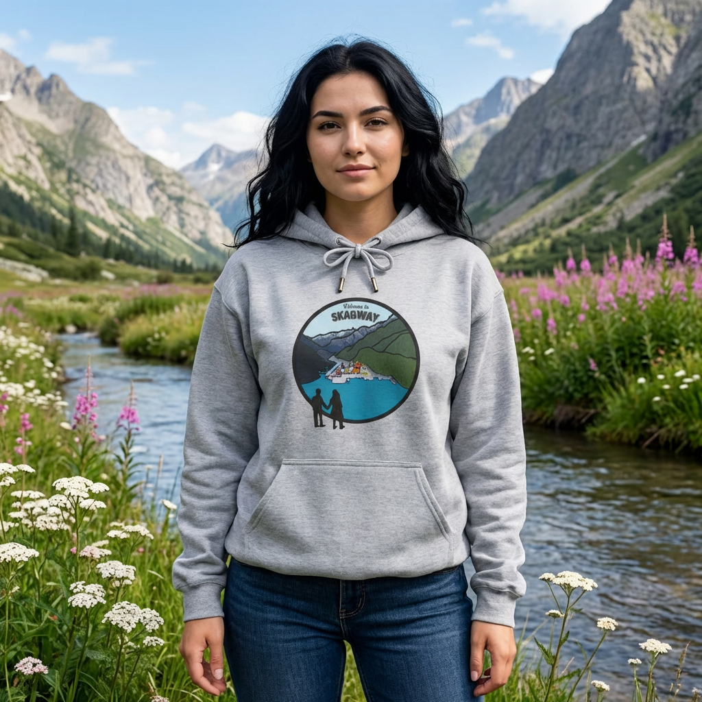 Welcome to Skagway Alaska Hoodie – Hand-Drawn | Artist Edition
