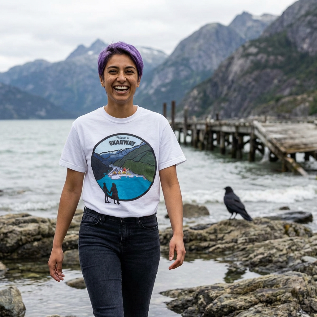 Welcome to Skagway Alaska T-shirt – Hand-Drawn Skagway Landmark | Artist Edition