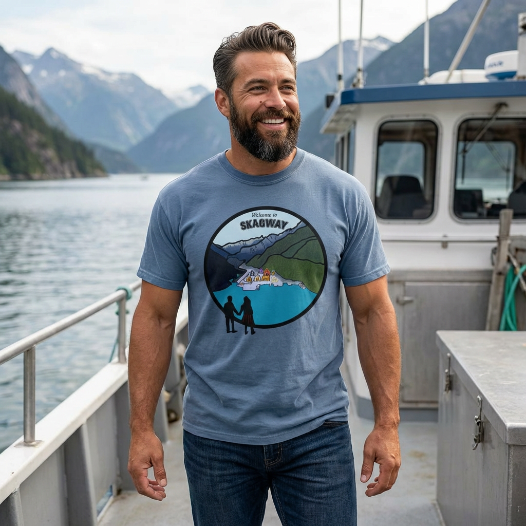 Welcome to Skagway Alaska T-shirt – Hand-Drawn Skagway Landmark | Artist Edition