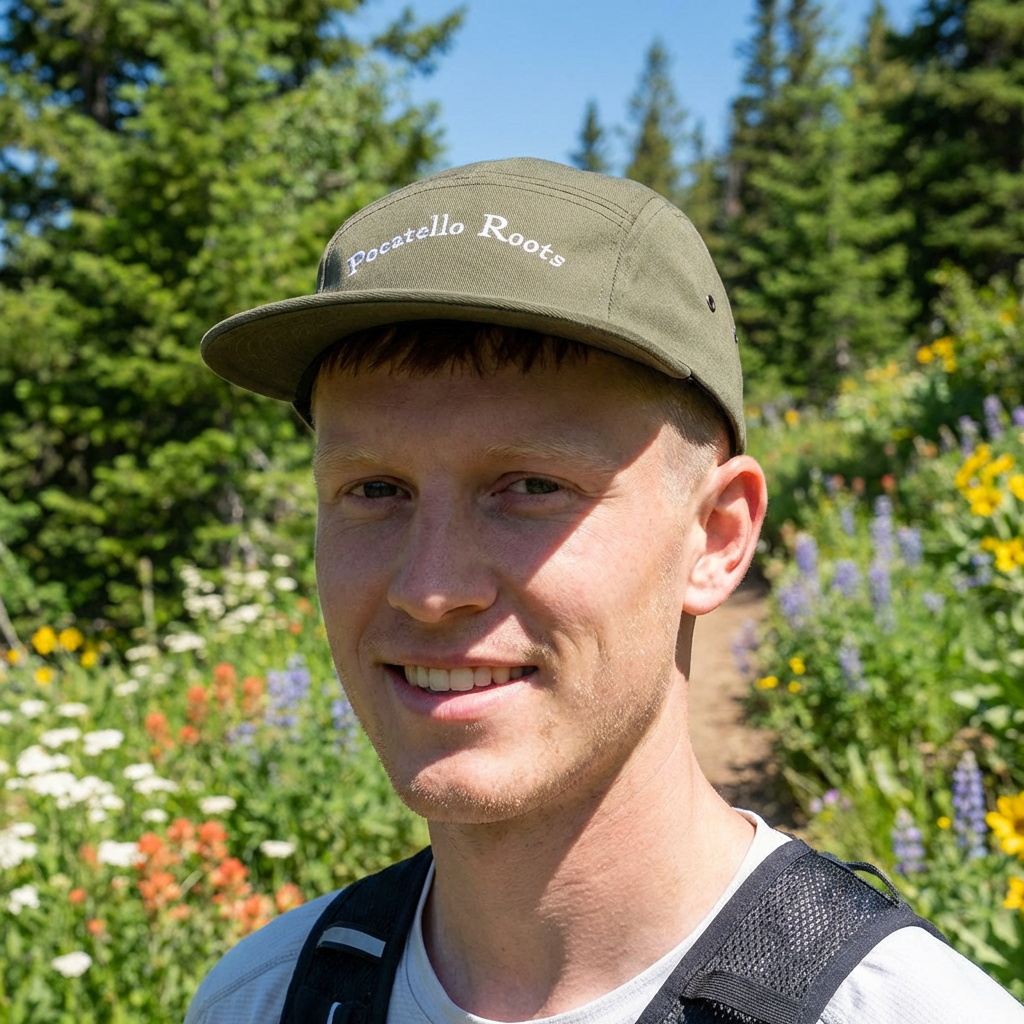Pocatello Roots Embroidered 5-Panel Cap – Casual Cotton Camper Hat