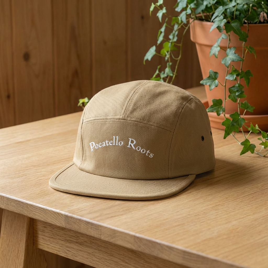 Pocatello Roots Embroidered 5-Panel Cap – Casual Cotton Camper Hat
