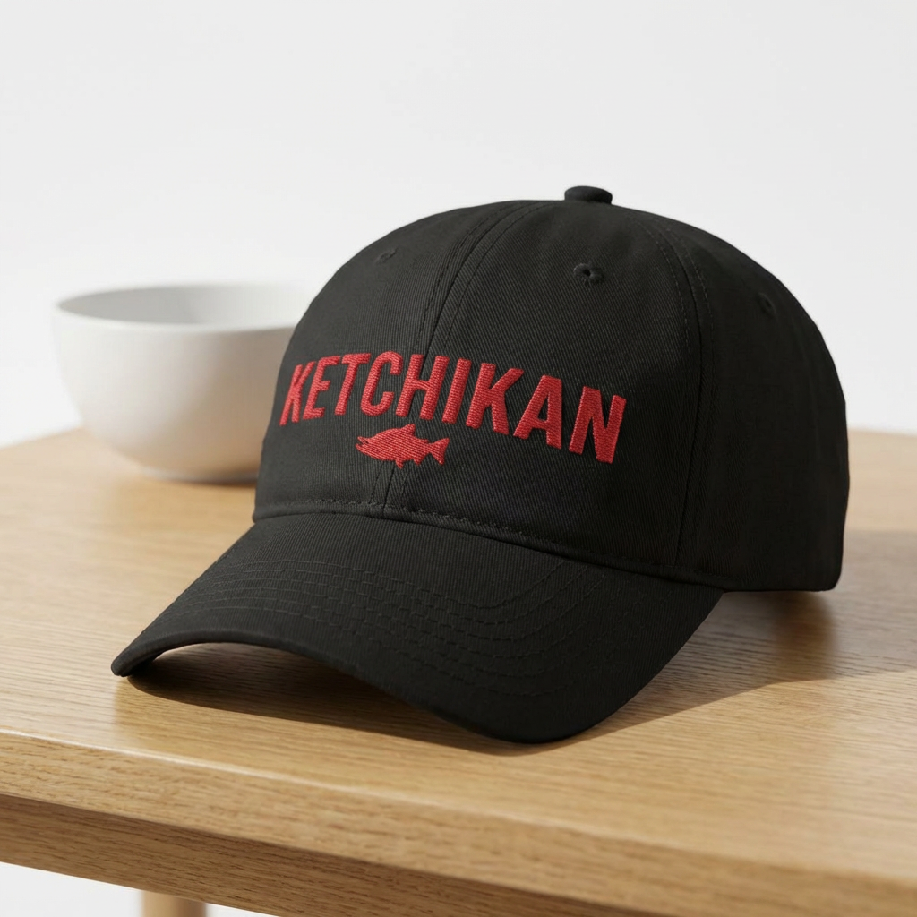 Ketchikan Alaska Embroidered Baseball Cap | Salmon Fishing Hat | Alaska Gift