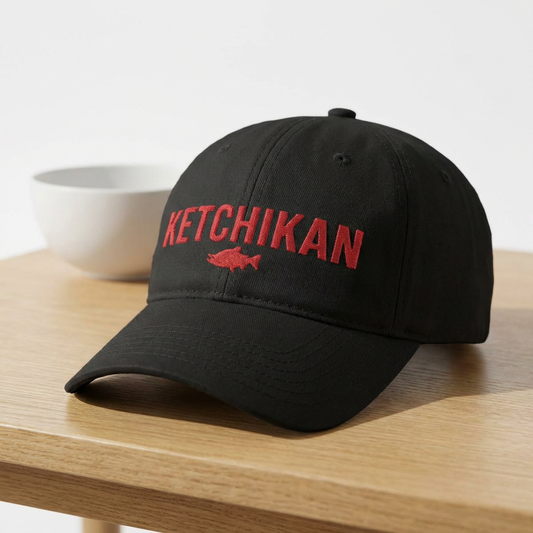 Ketchikan Alaska Embroidered Baseball Cap | Salmon Fishing Hat | Alaska Gift