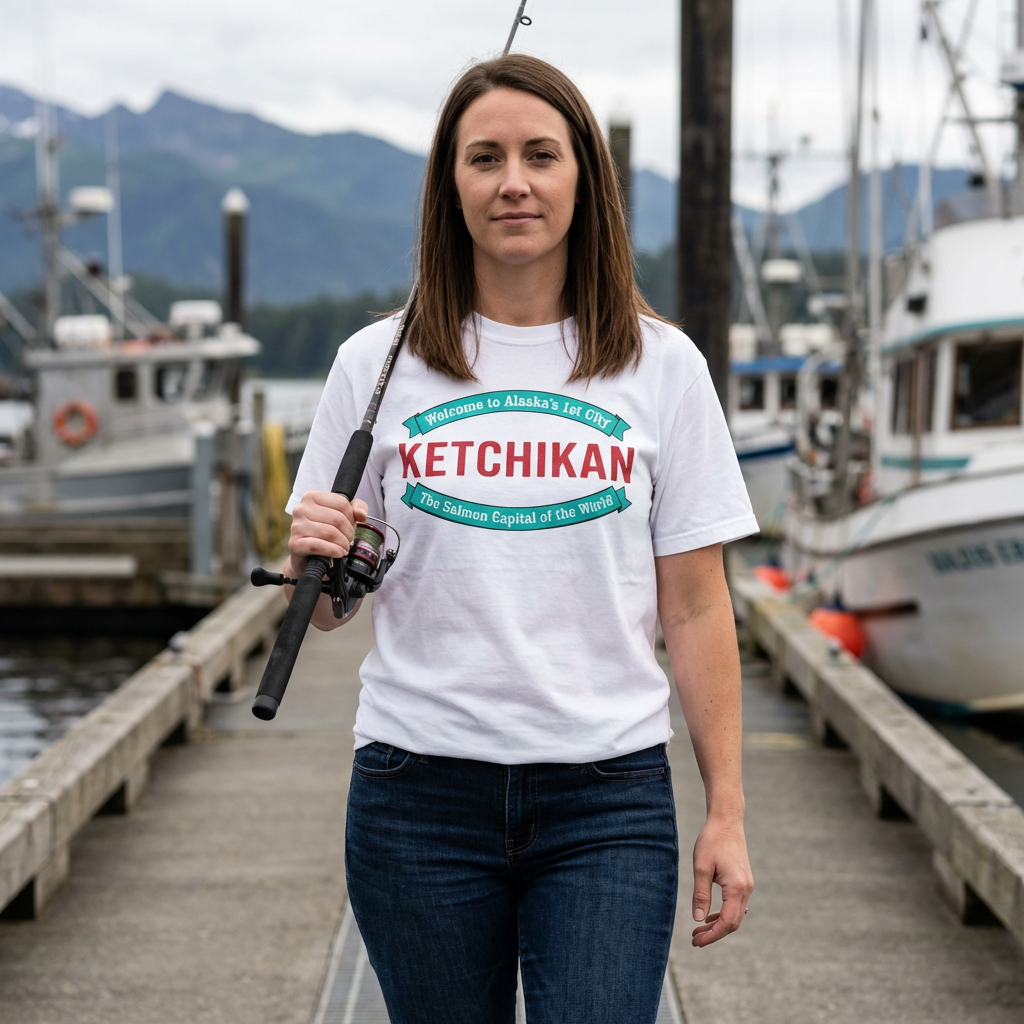 Ketchikan Alaska T-shirt with bold lettering inspired by the Salmon Capital of the World