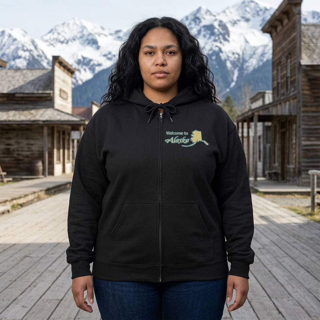 Juneau Alaska Orca Zip Hoodie — Vintage Travel Whale & Sunset Full‑Zip Sweatshirt