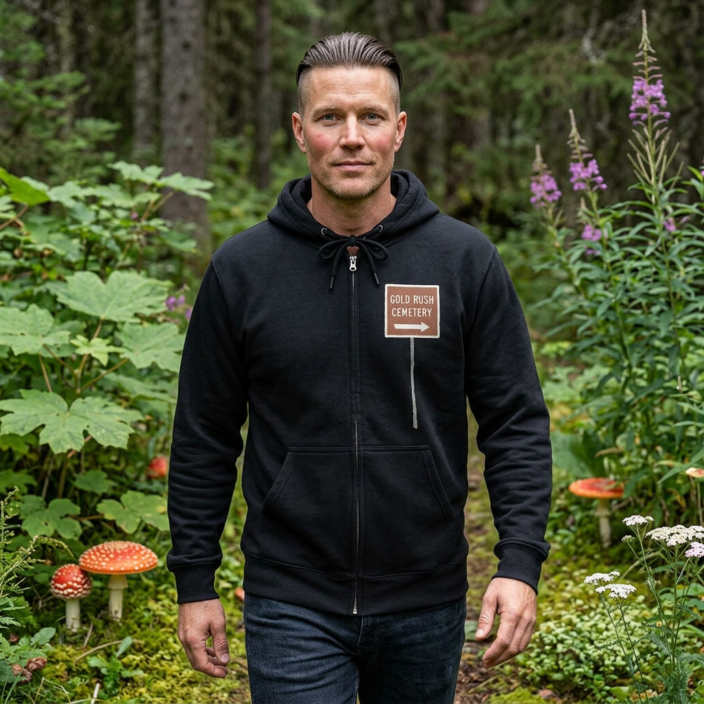 Frank Reid Falls Zip Hoodie — Gold Rush Cemetery Skagway Alaska Hoodie