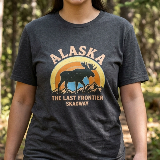 Vintage 80s Alaska Moose Vintage Sunset T‑Shirt — The Last Frontier Graphic Tee