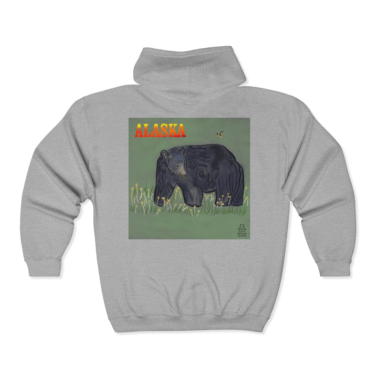 Alaska Bear Zip Hoodie – 'Welcome to Alaska' Graphic Full‑Zip Sweatshirt
