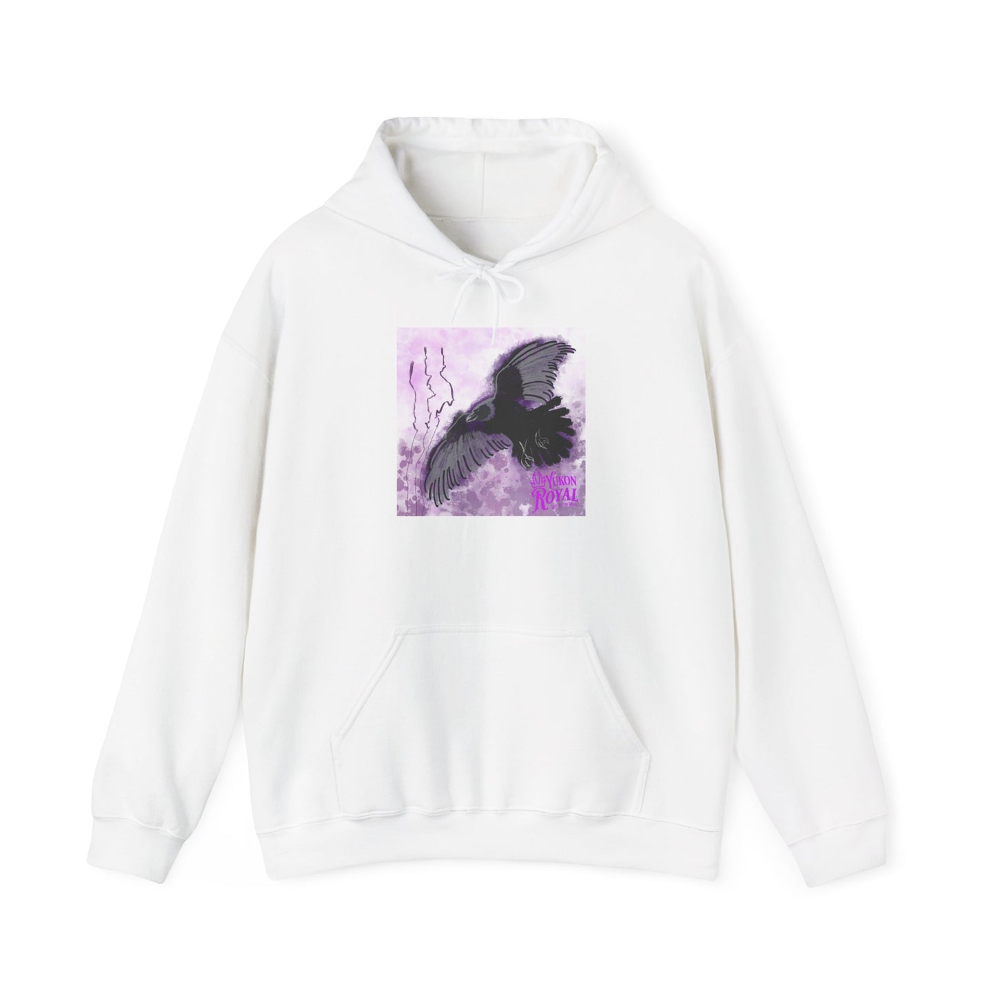 Raven Silhouette Lavender Art Hoodie — Gothic Crow Graphic Sweatshirt