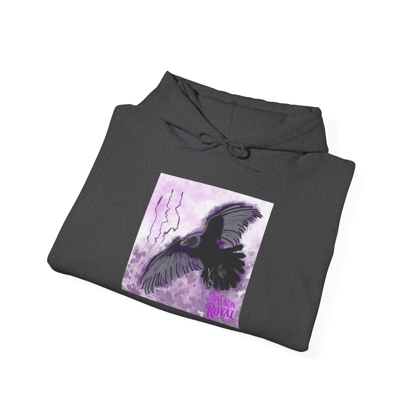 Raven Silhouette Lavender Art Hoodie — Gothic Crow Graphic Sweatshirt