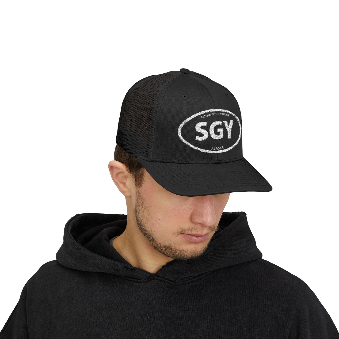 SGY Skagway, Alaska Trucker Hat — Vintage Gateway to the Klondike Snapback Cap