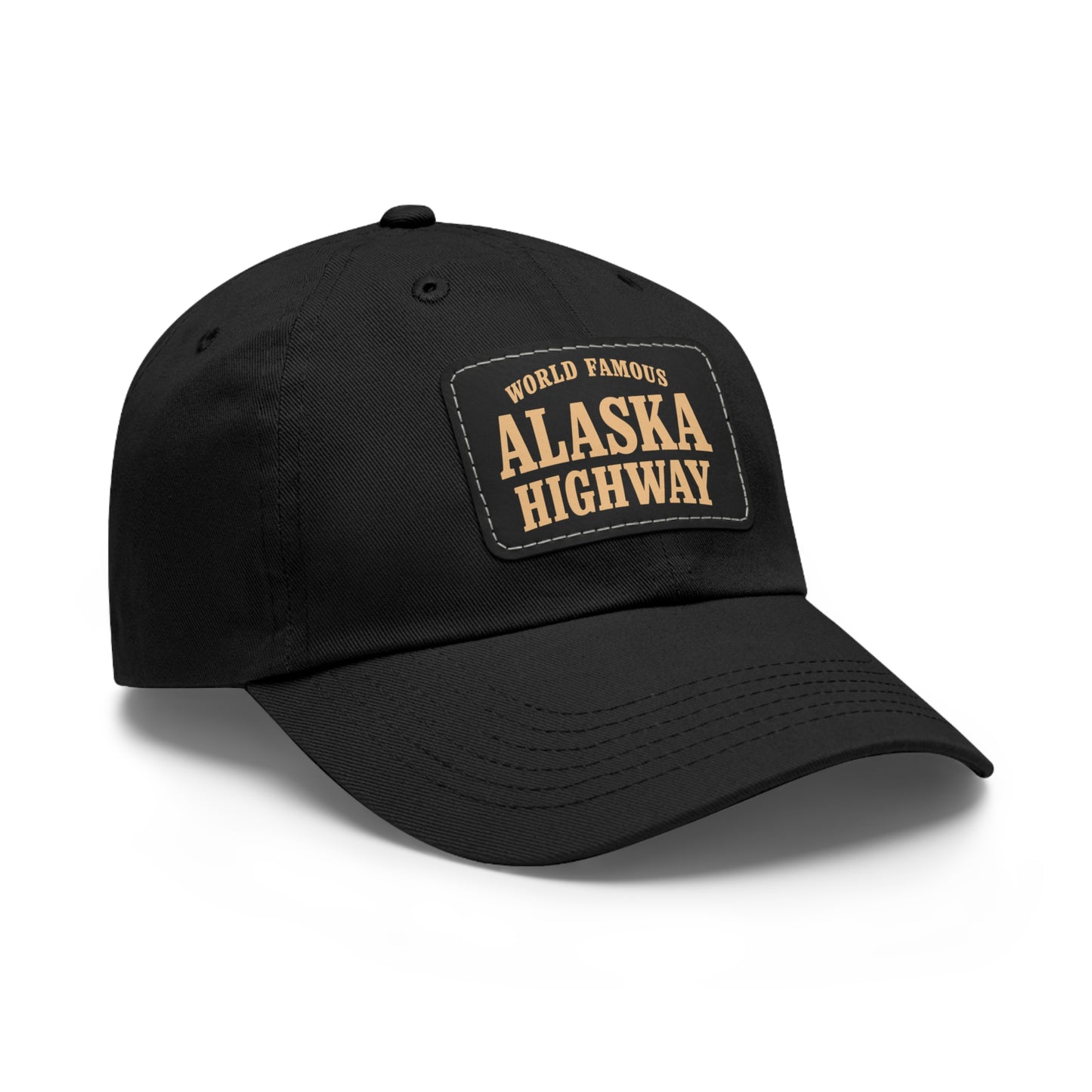 Alaska Highway Hat — World Famous Alaska Highway - Vintage Road Trip Cap Leather Patch Dad Hat