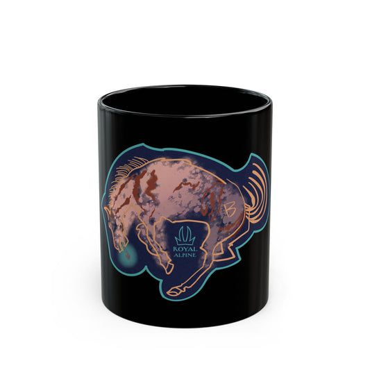 Vintage Western Bronco - Black Coffee Mug — 11oz