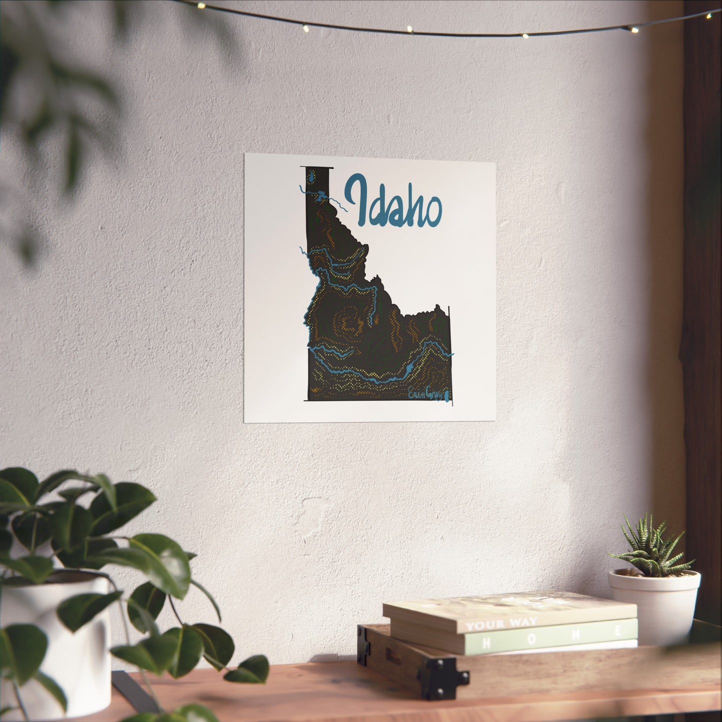 Idaho Topographic Art Poster — Hand-Drawn State Map Wall Print
