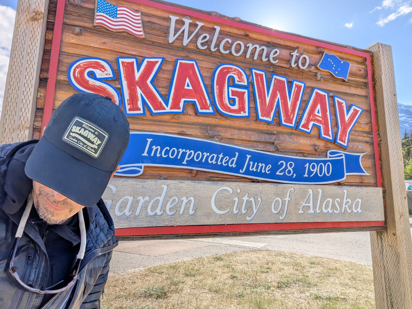 Welcome to Skagway Hat —  Skagway, Alaska Leather Patch Dad Hat