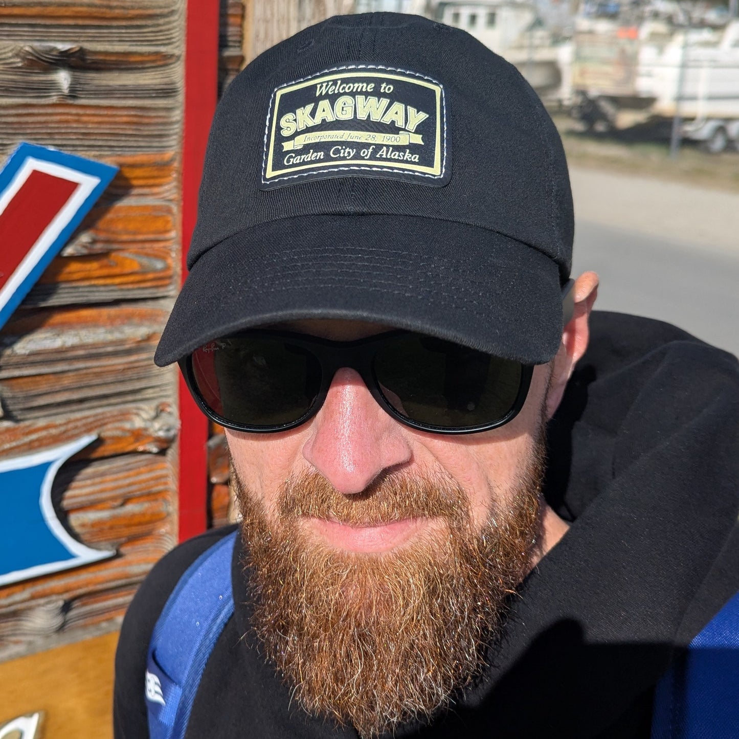 Welcome to Skagway Hat —  Skagway, Alaska Leather Patch Dad Hat