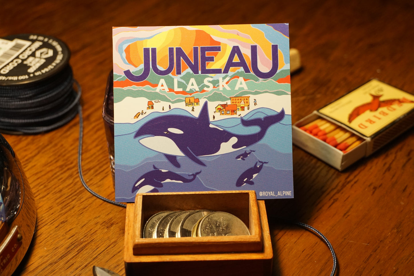 Ted Harrison Homage to Juneau, Alaska - Holographic Stickers and Magnets