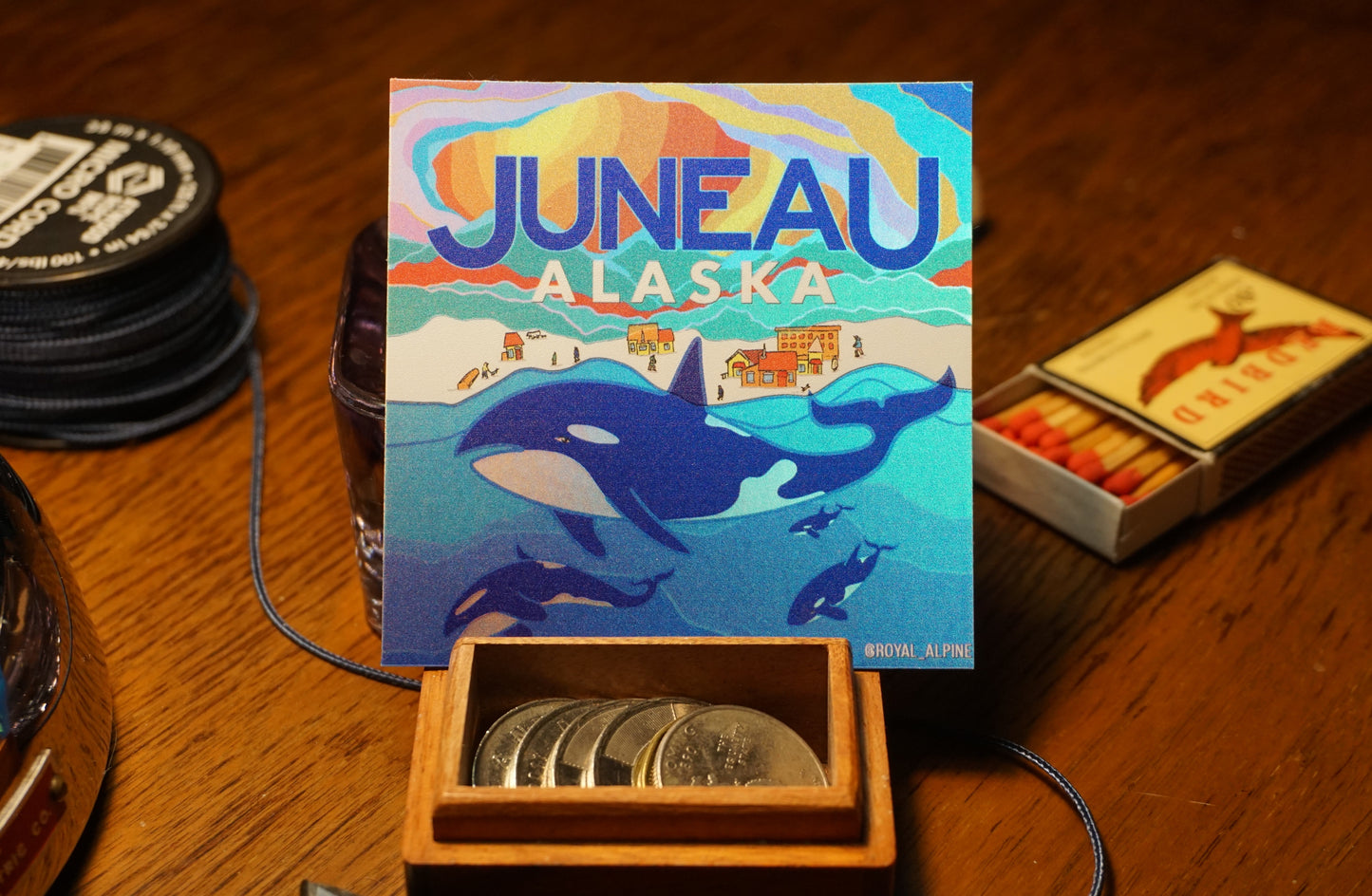 Ted Harrison Homage to Juneau, Alaska - Holographic Stickers and Magnets