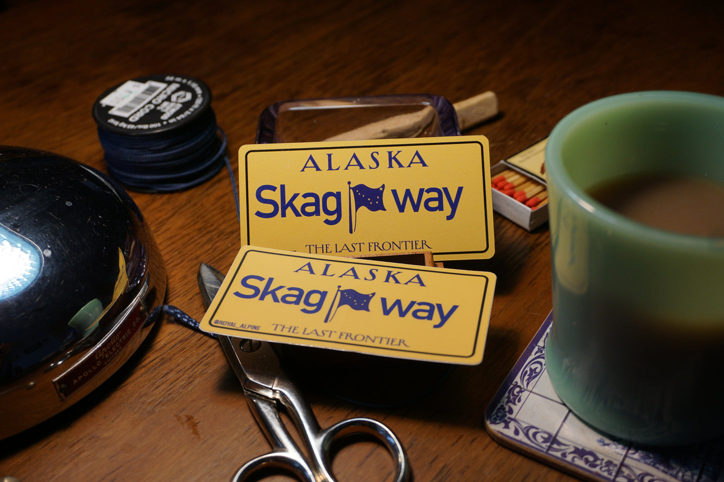 1997 "The Last Frontier" Alaska License Plates for Skagway and Juneau Stickers and Magnets