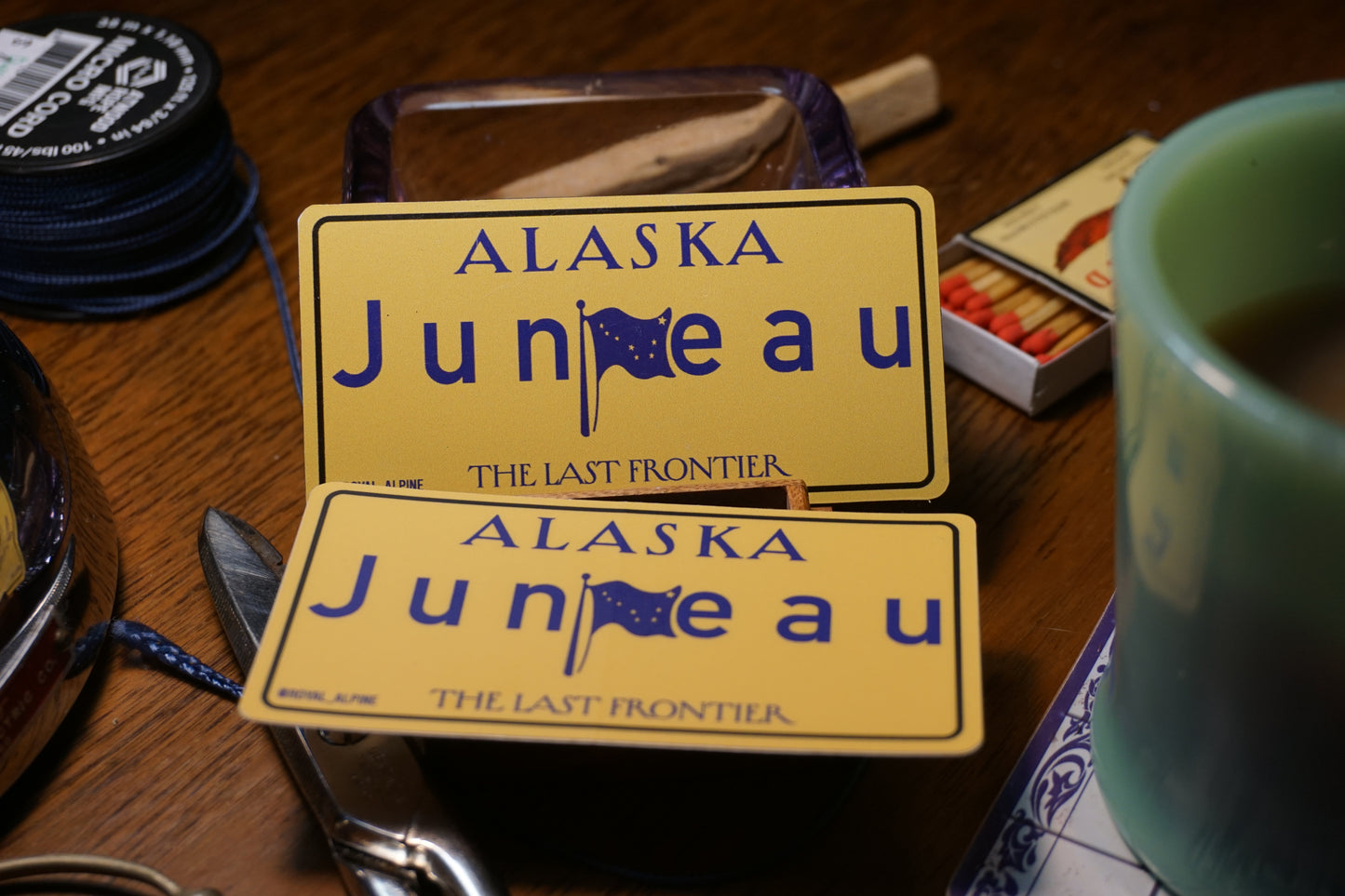 1997 "The Last Frontier" Alaska License Plates for Skagway and Juneau Stickers and Magnets