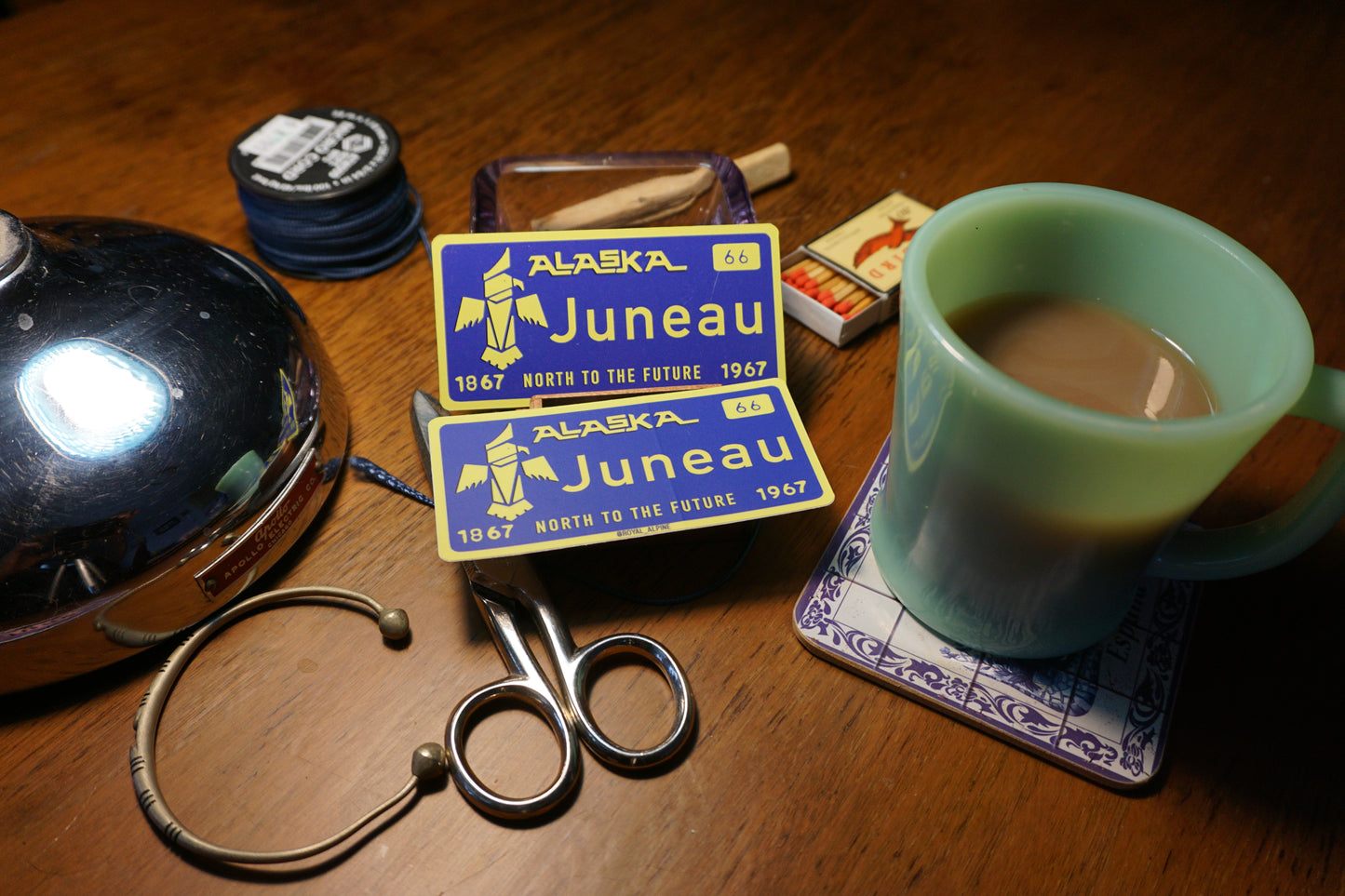 1967 "Thunderbird" Alaska License Plates for Skagway and Juneau Stickers and Magnets