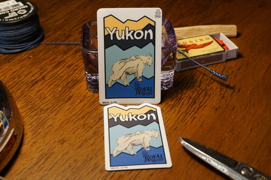 Modern Welcome to Yukon Sign Sticker and Magnet
